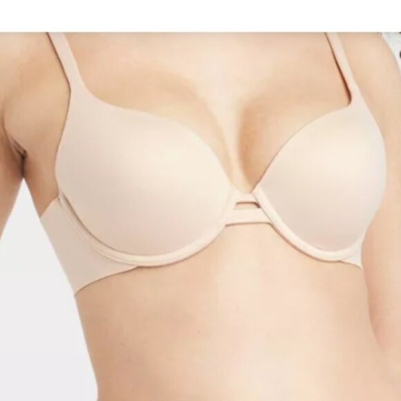 AUDEN BEIGE LIGHT LIFT PLUNGE BRA- SIZE 36 D - Picture 3 of 8